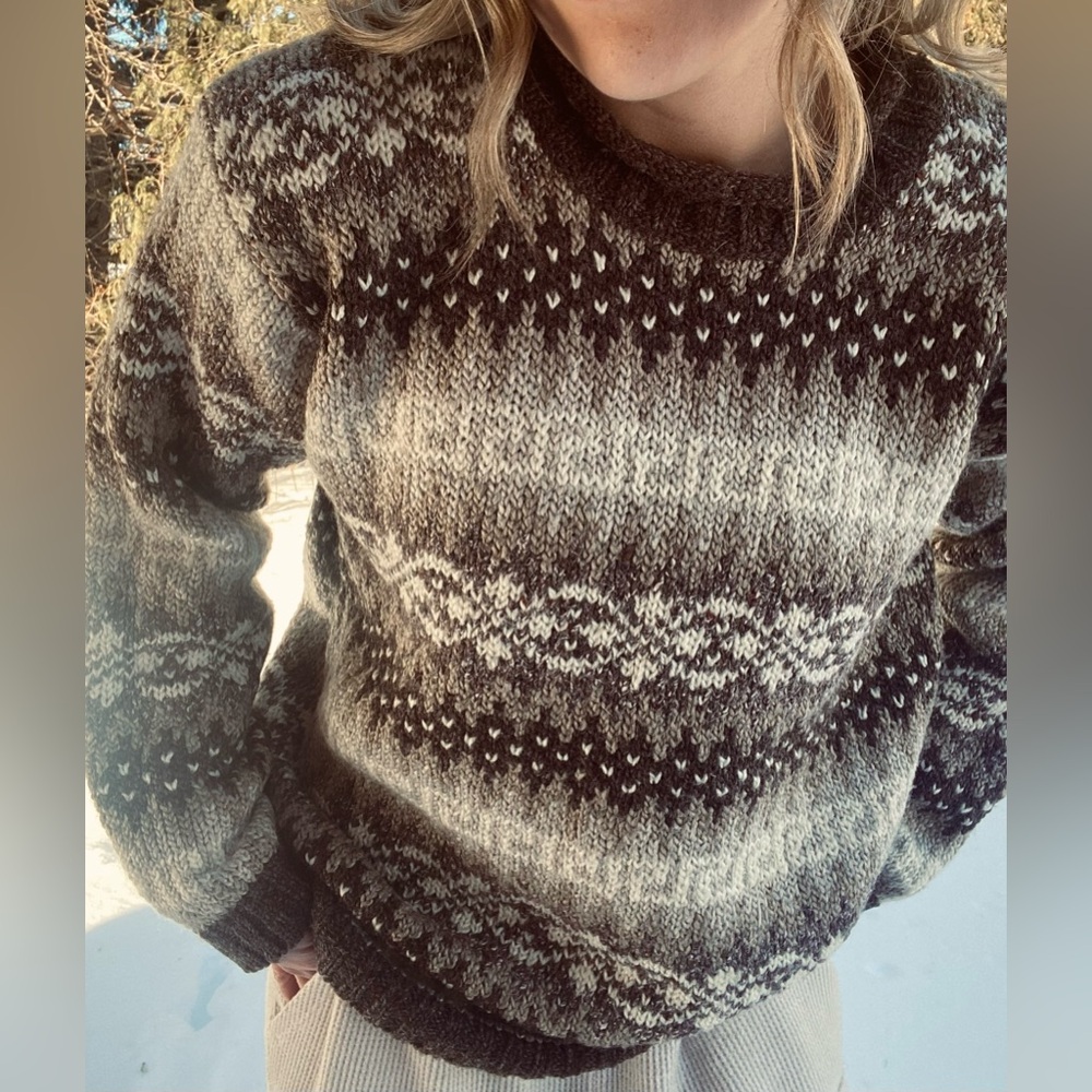 VINTAGE CASUAL CONNECTION Crewneck wool blend nordic fair isle sweater medium - Picture 2 of 15